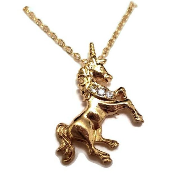 80s NEW Unicorn Pendant AVON Goldtone Dainty Unico