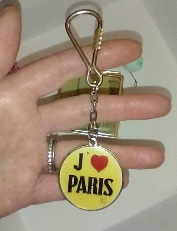 I Love Paris Keyring Mid Century I Luv Paris Keyc… - image 1