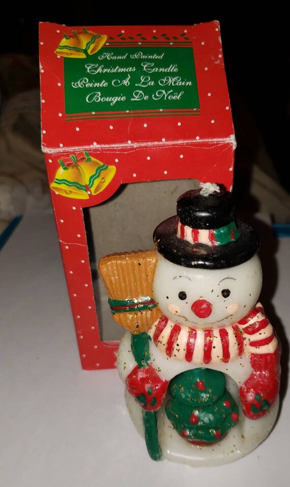 Reserved For Marjorie 70s Snowman Candle Unnused Vintage Hand Etsy