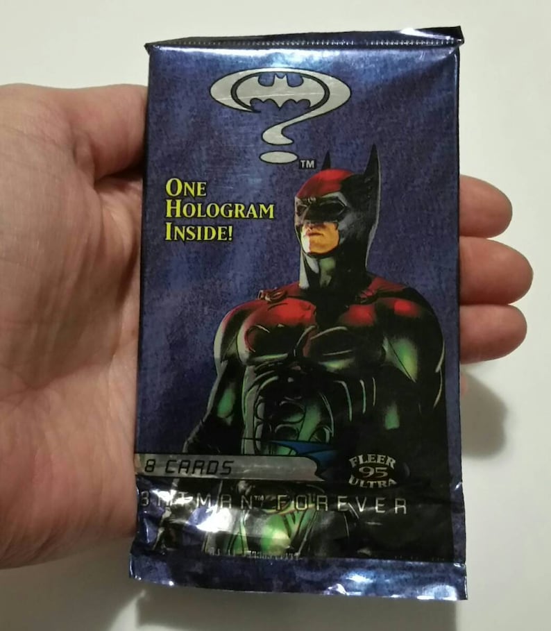 1995 BATMAN FOREVER Cards Sealed Fleer Trading Cards Dark Knight DC Comics Hologram 90s Batman Movie Memorabilia Superhero Fathers Day Gift