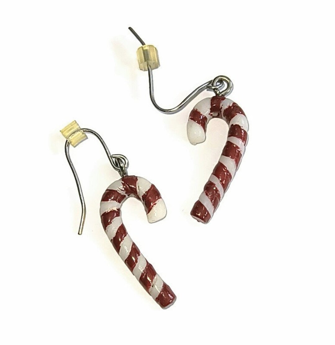 Vintage Candy Cane Earrings Candycane Earrings Cute Holiday Etsy