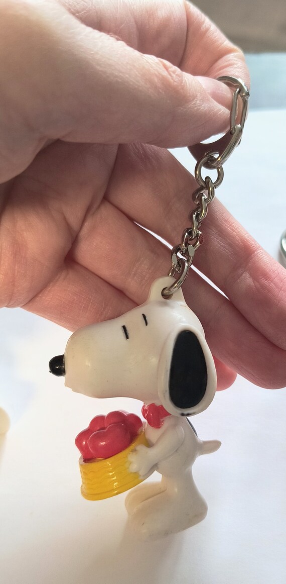 Vintage Valentine Snoopy Woodstock Keychain KeyRi… - image 7