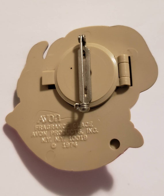 70s Avon Puppy Love Pin Pal Brooch Solid Perfume Dog Gem