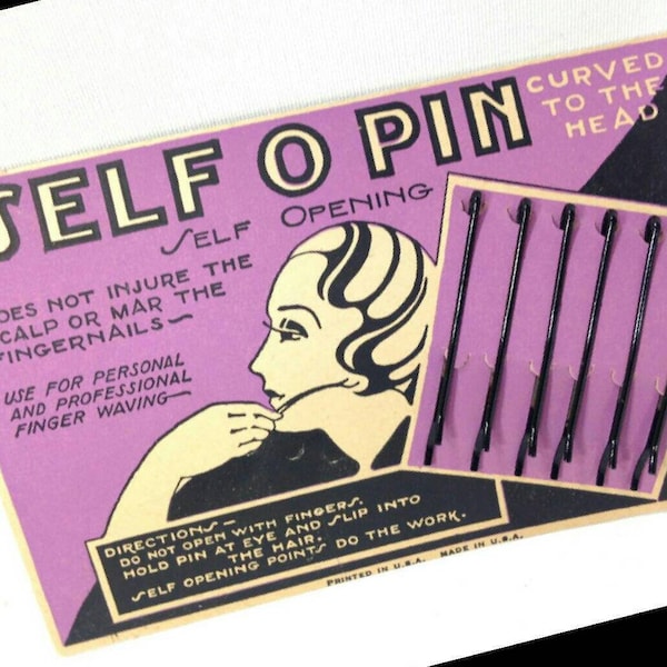 20s Art Deco Flapper Hair Pins Bob HairPins Clips Barettes Vintage Bobbed Wave Roaring 20s Dirty 30s Beauty Hair Salon Advertising Ephemera