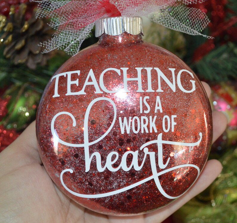 Teacher Ornament Teacher Gift Glitter Ornament Vinyl Etsy