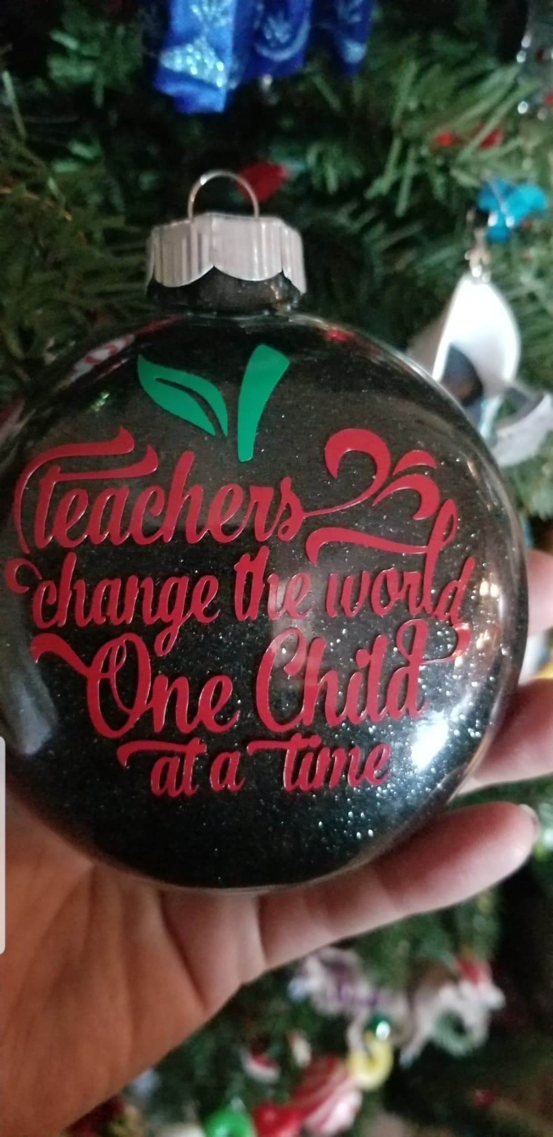 Teacher Gift Teacher Ornament Glitter Ornament Vinyl Etsy