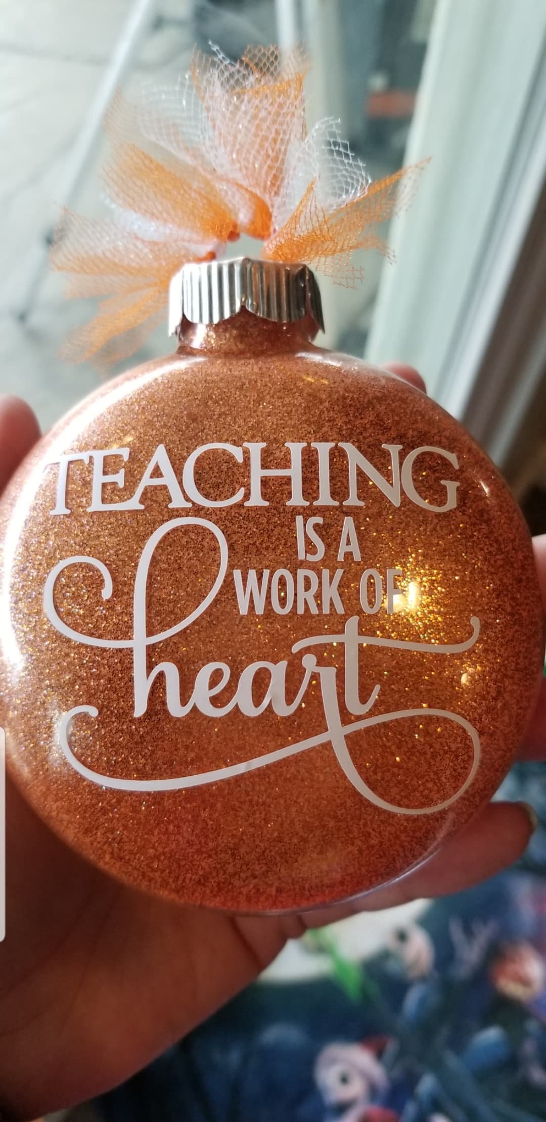 Teacher Ornament Teacher Gift Glitter Ornament Vinyl Etsy