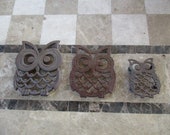 SALE Vintage 3 Lot Owl Trivets from Taiwan 1950 39 s
