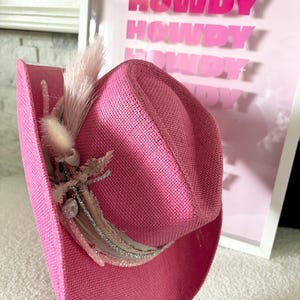 Straw cowboy hat dark pink straw cowgirl hat bachelorette party hat concert cowboy hat decorative cowboy hat womens cowboy hat