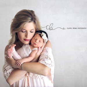 Lace Newborn Romper photo prop with matching headband &quot;the ellie romper&quot;