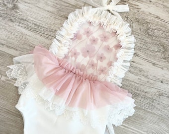 Lace rompers Blush vein new release romper floral headband toddler romper girls dresses photoshoot dress sitter sessions family photos