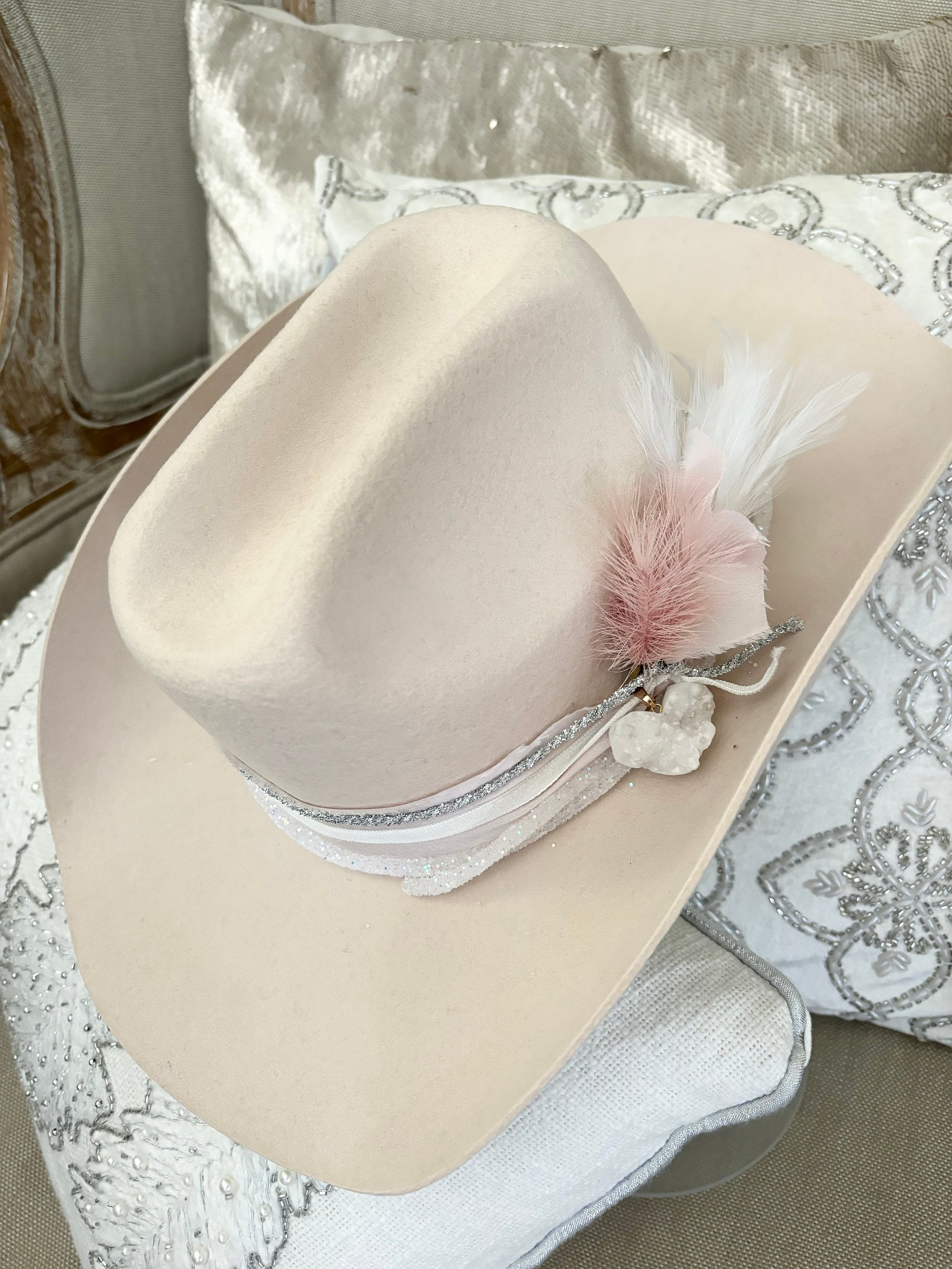 Cowboy Hat Wool Cowboy Hat Ivory Cowgirl Hat Girls Lace 