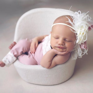 BLUSH Lace Newborn Romper photo prop with matching headband SALE romper and headband!