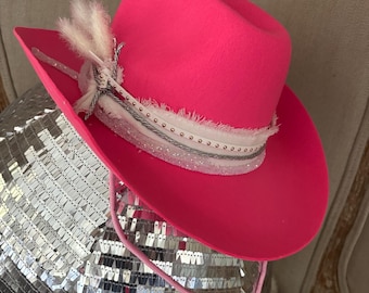 girls hot pink cowboy hat kids western hat cowgirl hat baby cowboy hat toddler cowgirl hat