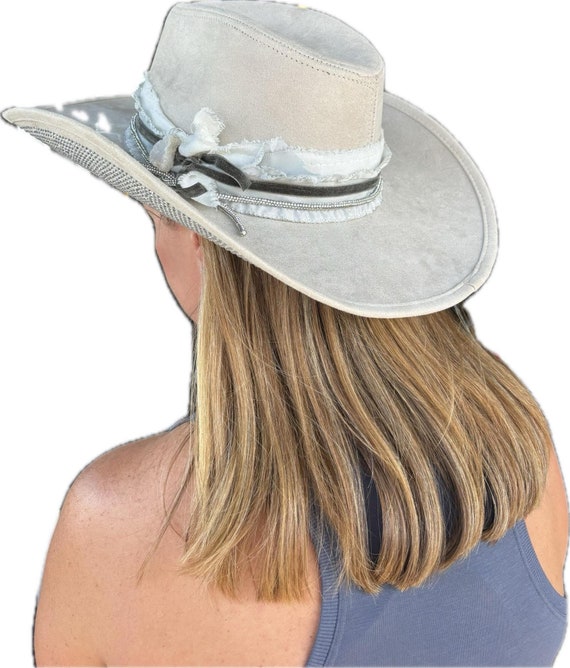 Cowboy Hat Suede Cowboy Hat Ivory Cowgirl Hat Girls Lace 