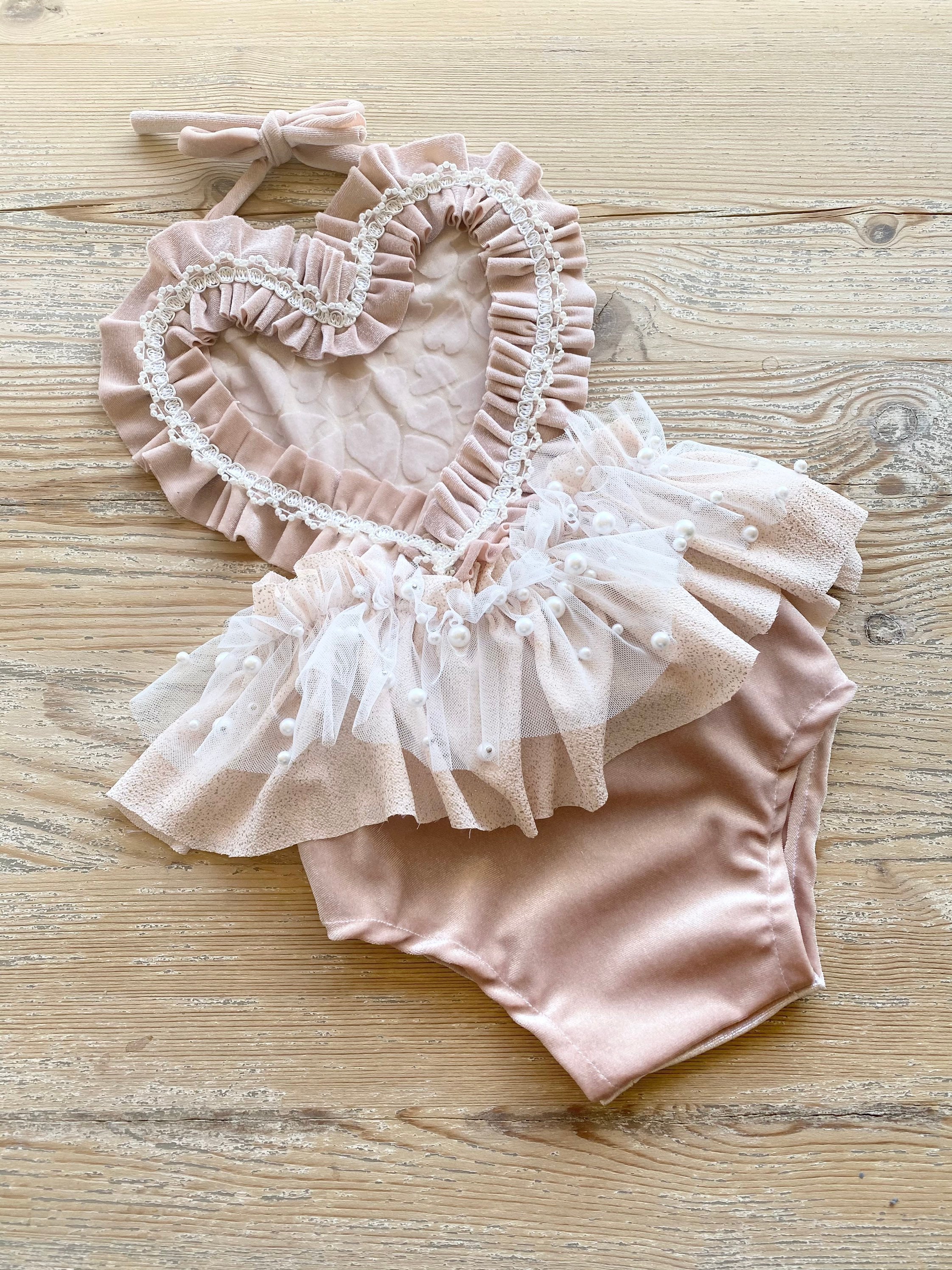 Cake Smash Sitter romper "pearl embrace" floral crown toddler romper girls dresses sitter props lace romper newborn photos