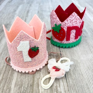 berry first birthday headband Berry first birthday romper strawberry romper strawberry headband first birthday crown strawberry crown