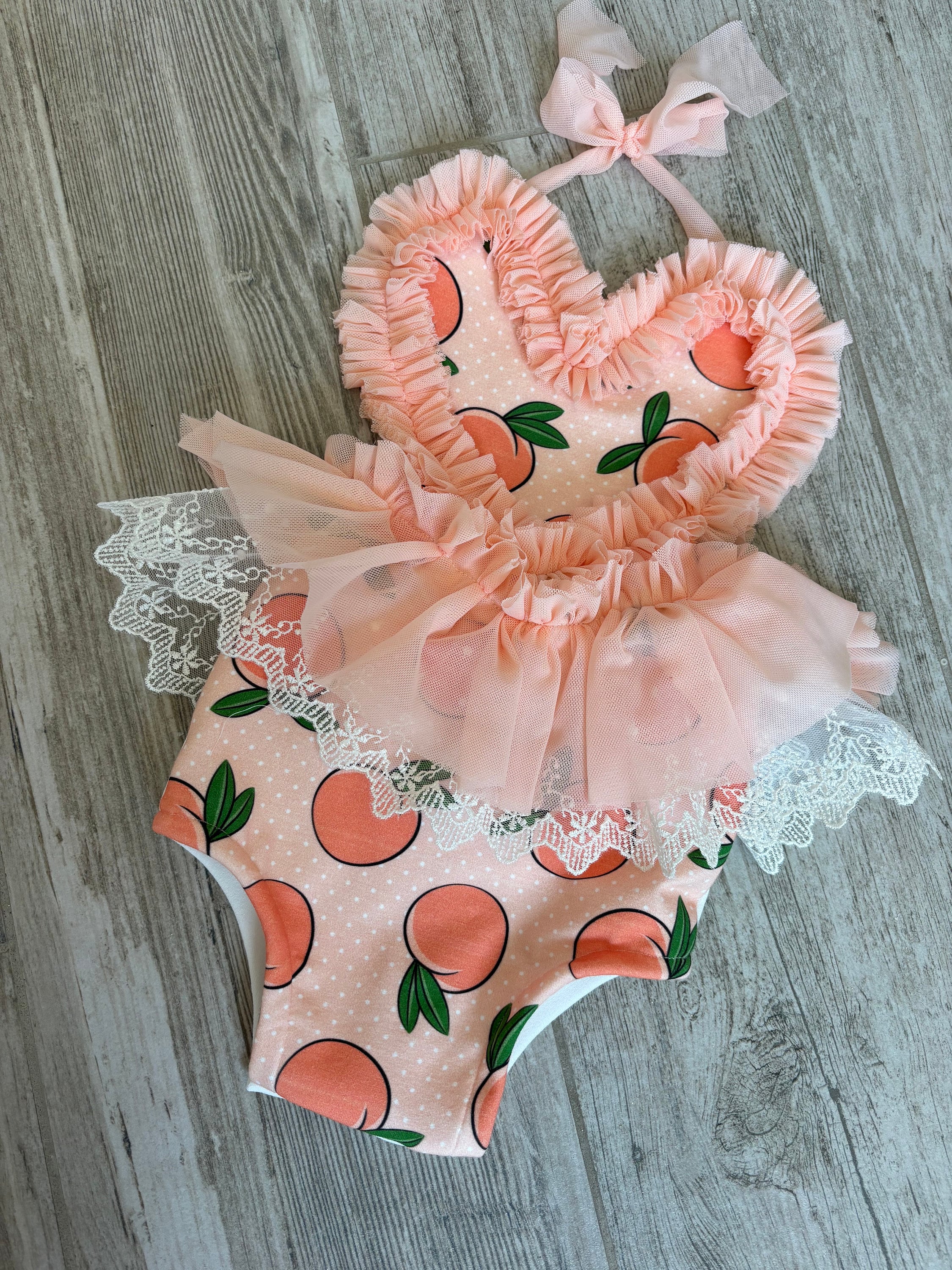 Peach baby romper discount
