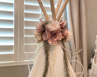 Floral Teepee Topper Blush Boho Design Cream