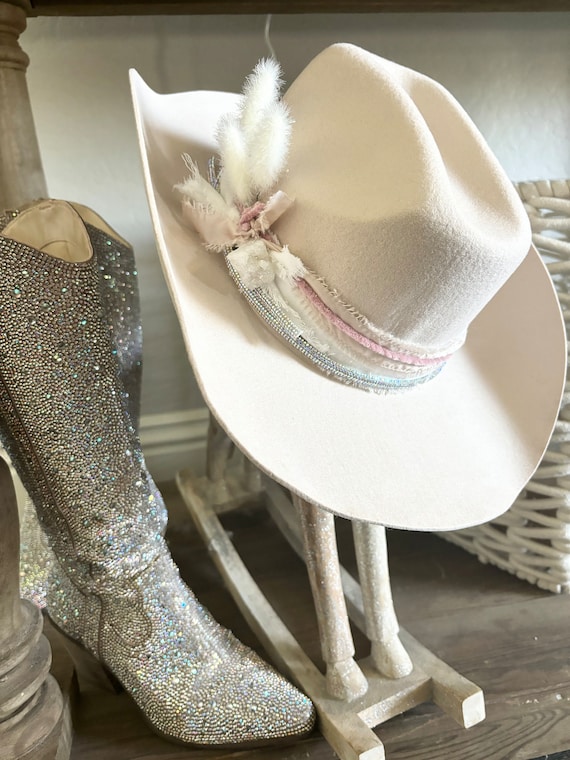 cowboy hat wool cowboy hat ivory cowgirl hat girls lace cowboy hat western hat womens