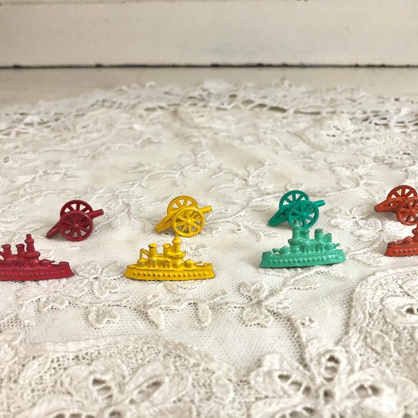 Vintage Game Pieces Metal Rainbow Set Battleship Cannon