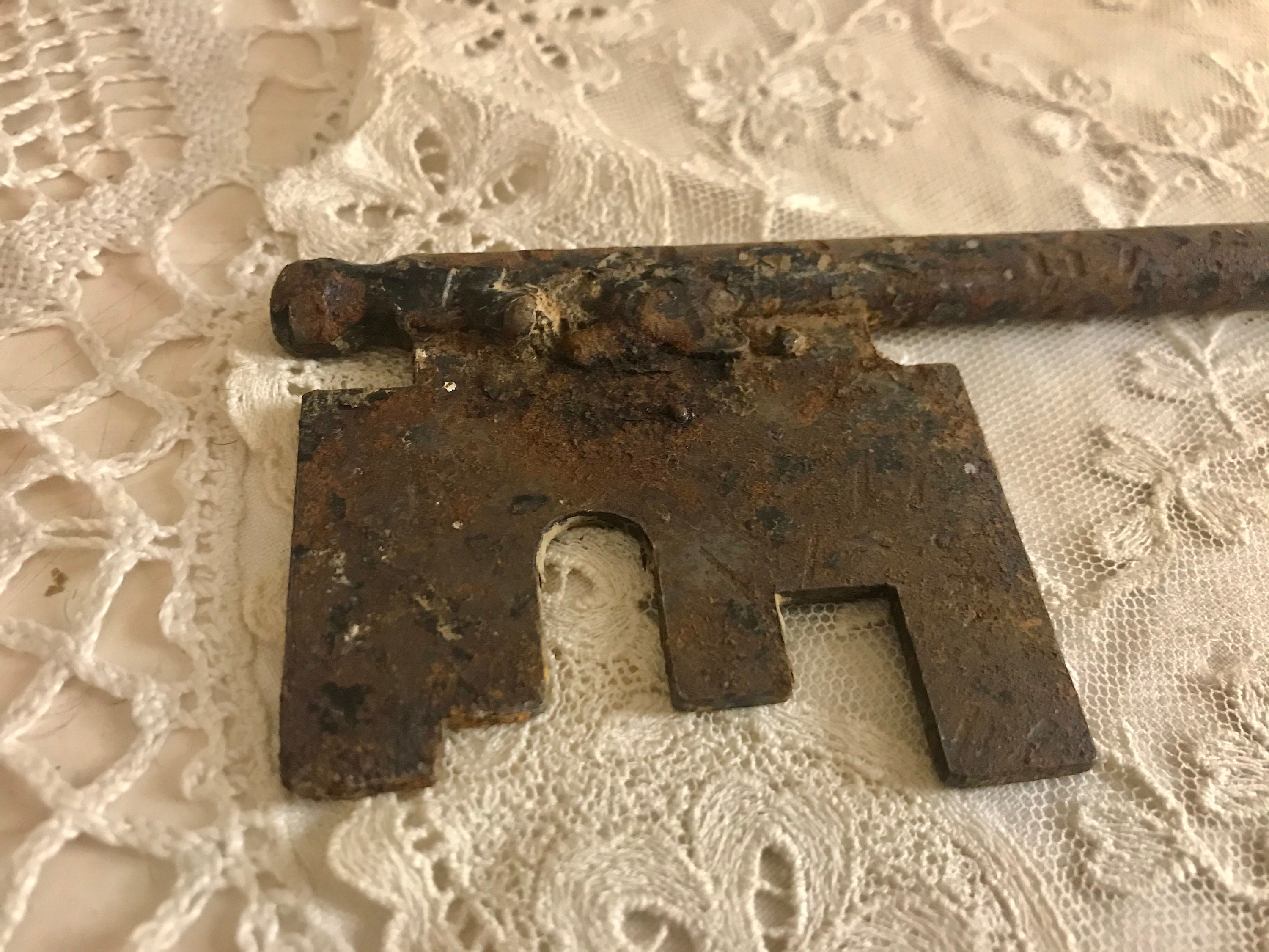Giant Skeleton Key Rusty Antique 11 inches Blacksmith Etsy