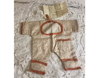 Sewing Supply Holder Vintage Hand made Feedsack Romper