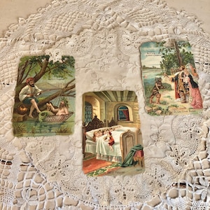 Antike französische Werbekarten Ephemera Sammler Handelskarten Märchen Schokolade
