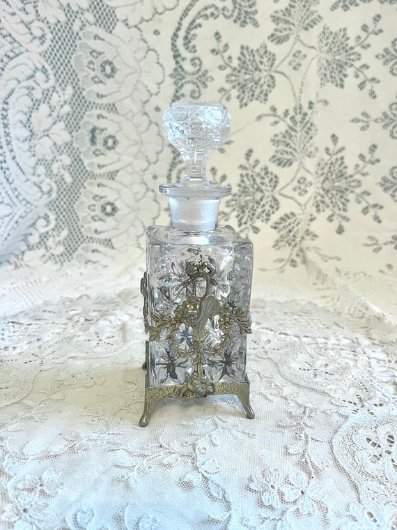 Antique French Ormolu Perfume Bottle Crystal - image 1