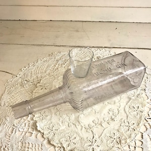 1890’s Bouvier Buchu Gin Bottle and Matching Shot Glass Medicine Cure All