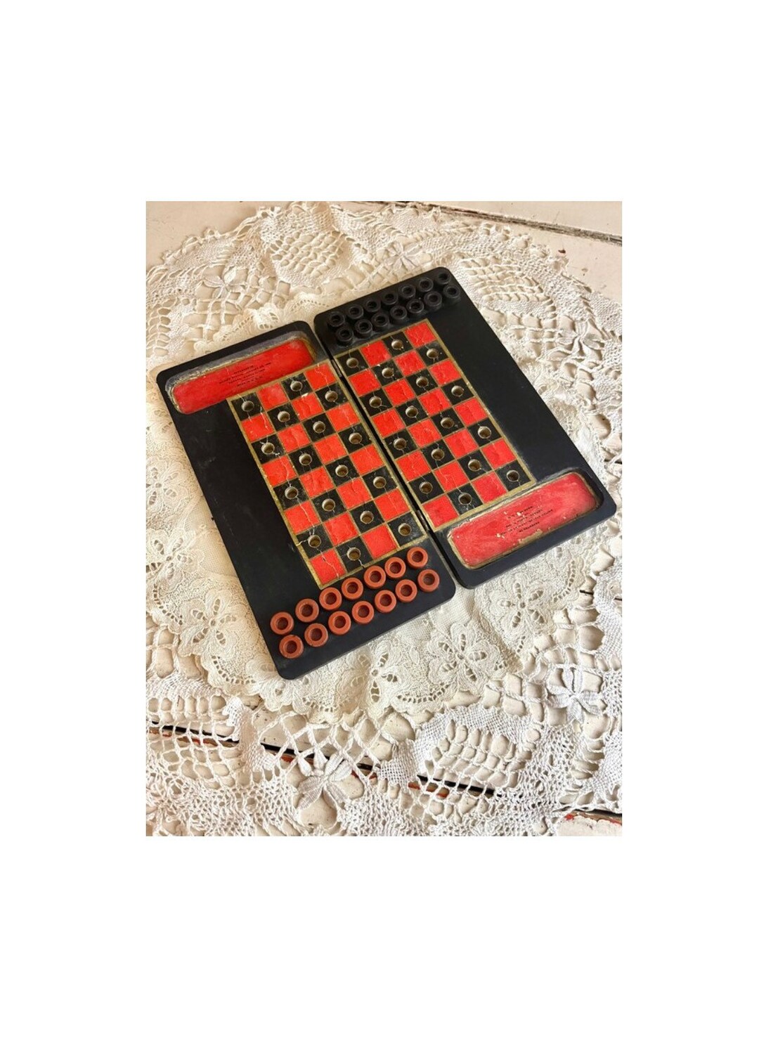 1910 Travel Checkers Game Found in an Old Caboose in the 1950s Etsy