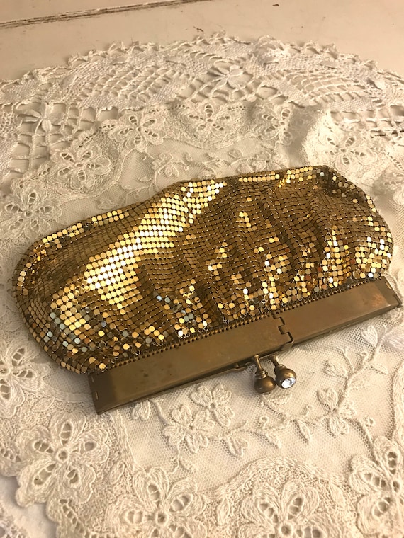 Vintage Gold Mesh Square Opening Purse