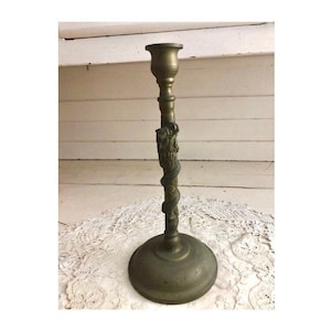 Vintage Dragon Candlestick Brass Large