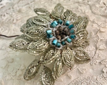 Antique French Beaded Flower