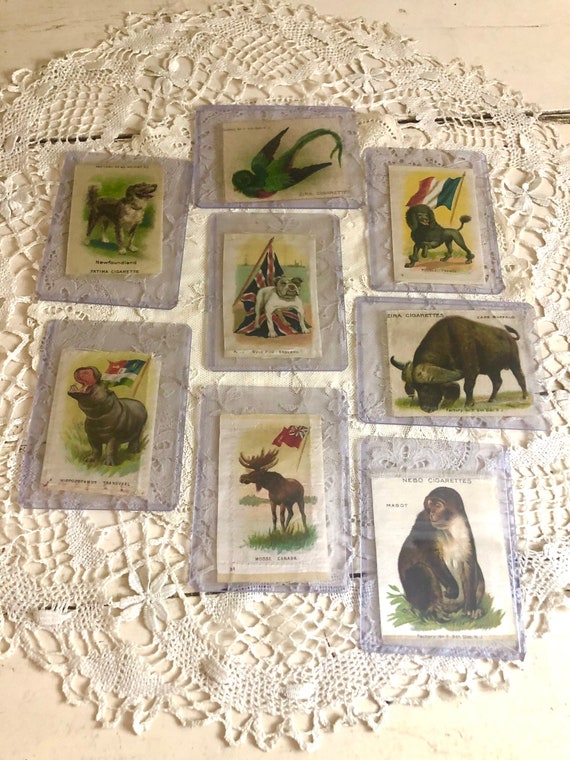cigarette silks Antique Tobacco Silks Animal Lot Cigarette Lot 6
