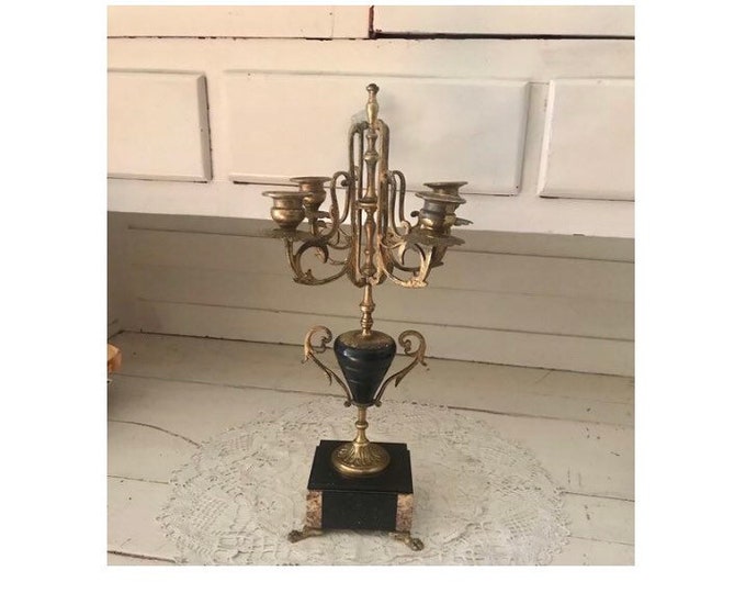 Antique French Candelabra Marble Base 4 Arm Etsy
