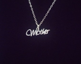 Sterling Silver Mother Charm Necklace: mother's day, mother birthday. Mom birthday