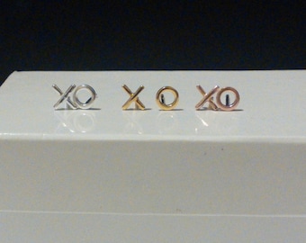 XO Studs. xo Earrings. Sterling Silver xo Studs. Rose Gold XO Studs. Gold XO Studs. Hugs and Kiss Earrings