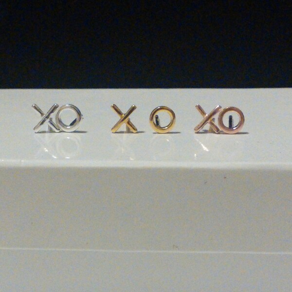 XO Studs. xo Earrings. Sterling Silver xo Studs. Rose Gold XO Studs. Gold XO Studs. Hugs and Kiss Earrings