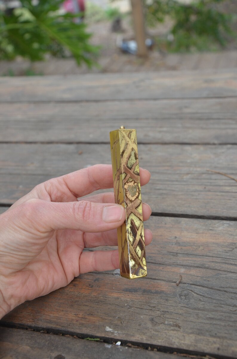 Square mezuzah case Hebrew symbols Jewish wedding gifts Etsy