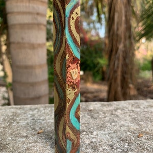 Large Square Jewish Mezuzah, 4.72 Mezuzah, Silver Jewish Wedding Gift, Home Blessing Mezuza, Turquoise Brass Parchment, Patina Scroll Case image 9