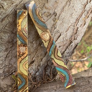 Large Square Jewish Mezuzah, 4.72 Mezuzah, Silver Jewish Wedding Gift, Home Blessing Mezuza, Turquoise Brass Parchment, Patina Scroll Case image 8