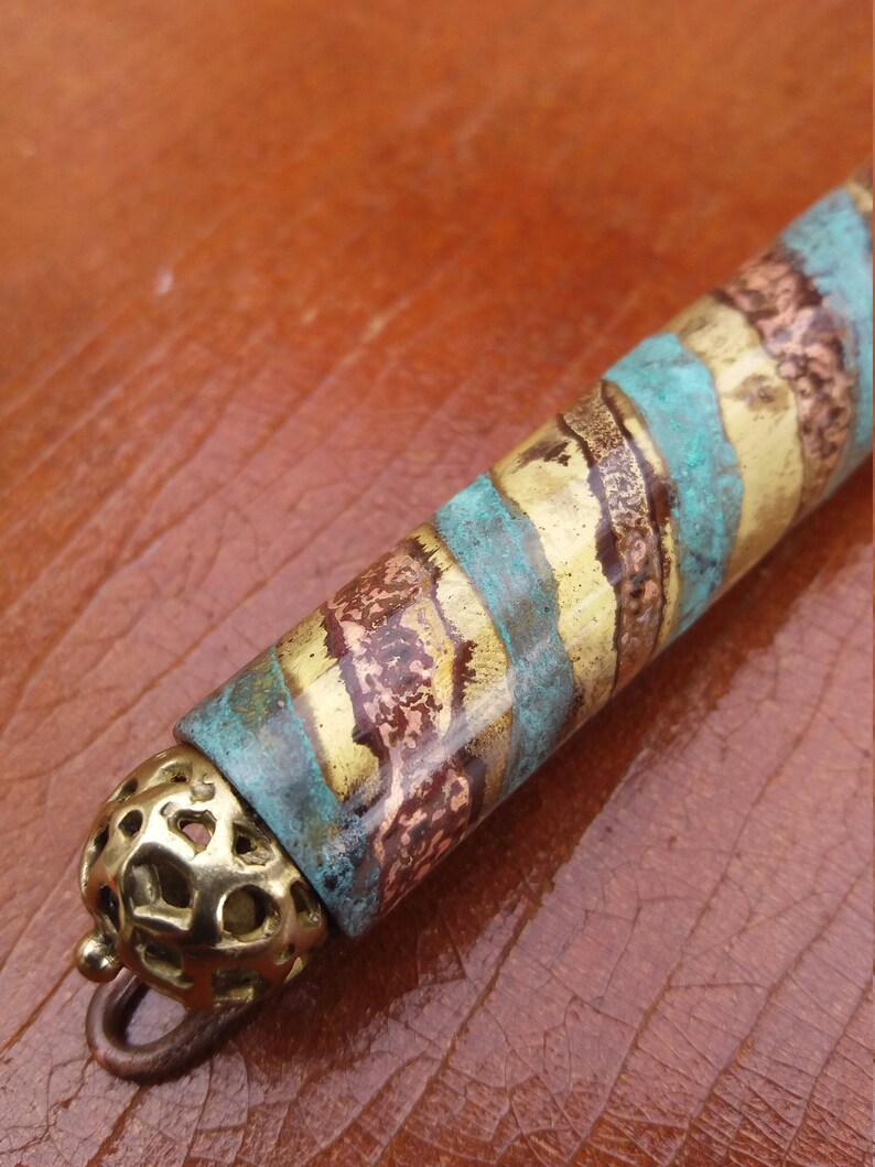 Great Synagogue Large Front Door Mezuzah Case, 4.72 Turquoise Brass Mezuza, Authentic Israel Doorpost Gift, Judaica Unisex Jewish Mezuzah image 6