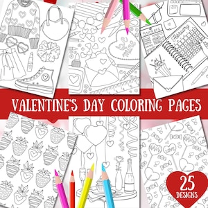 Valentine’s Day coloring pages, Valentine's Day Activity Pages for Kids, Valentine's Day Party Printable, Valentine's Day Coloring Bundle