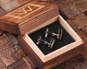 Bullet Cuff Link and Wood Box Option