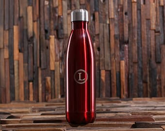 Personalized Water Bottles Monogram Bridesmaid Gifts Red