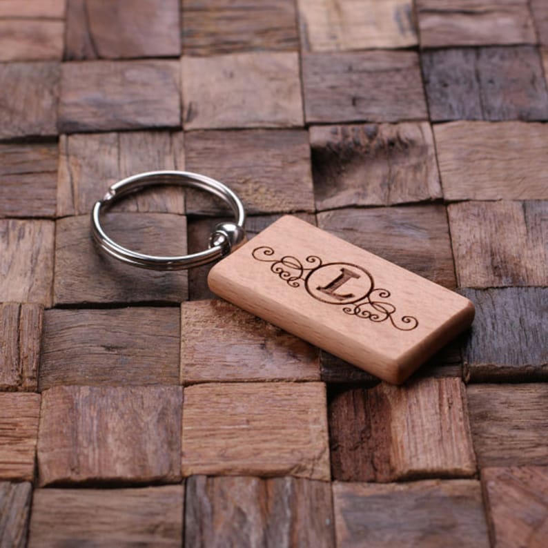 Set of 10 Personalized Wood Square Rectangle Key Chain Etsy