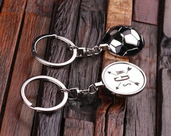 Personalized Monogrammed Soccer Ball Key Chain Men, Boyfriend, Birthday Father's Day Gift Idea with  Wood Gift Box
