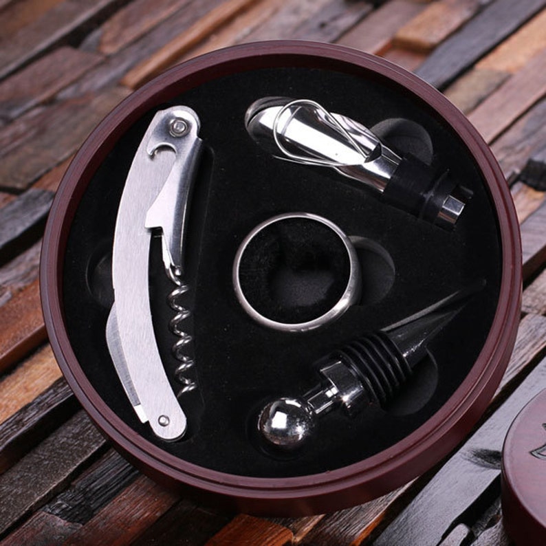 Personalized 5pc Wine Accessories Tool Kit Gift Set Engraved Etsy