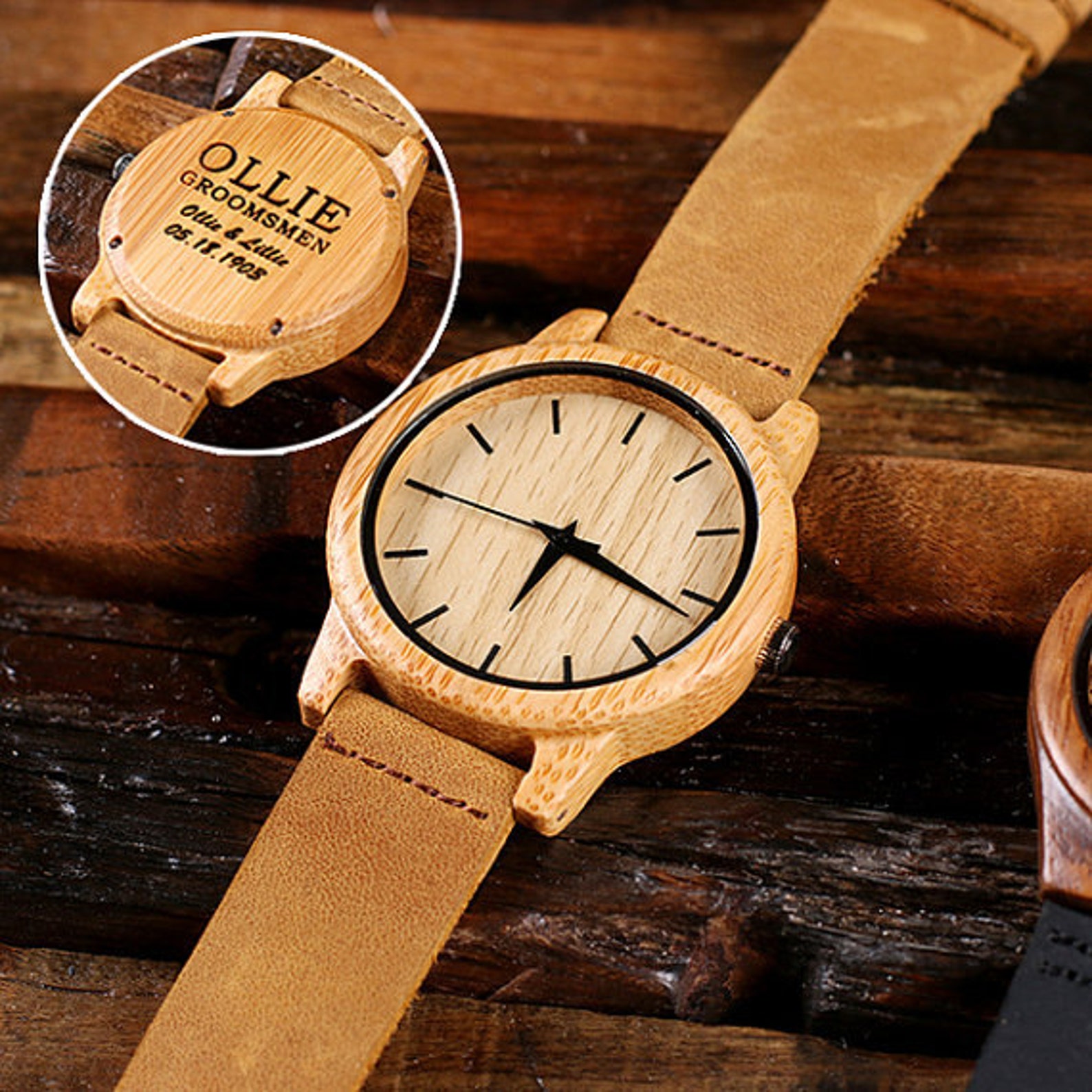 Reloj madera y gemelos personalizados con caja de madera ...